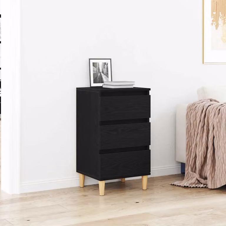 Armadio da notte moderno vidaXL in MDF, colore nero e marrone, L 40 cm x P 35 cm x H 70 cm