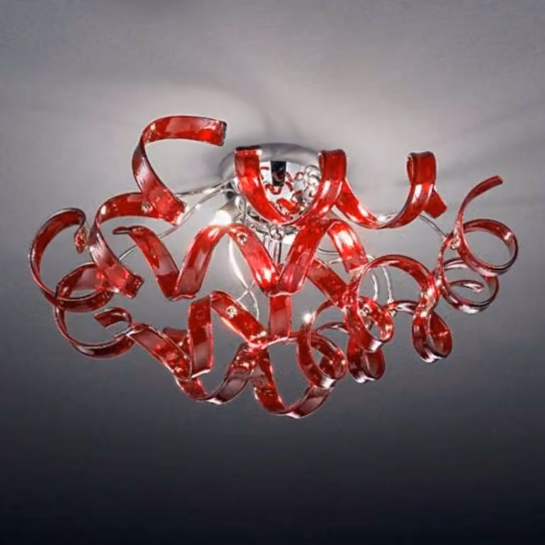 Metallux Plafoniera di design Cherry, dimmerabile, Rosso, Soggiorno / Sala da pranzo, Vetro, Design, Plafoniera