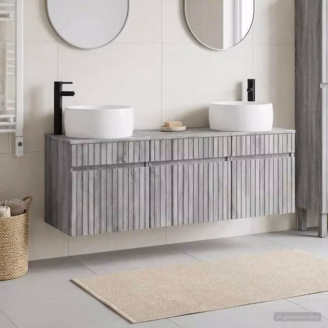 Set di Armadi da Bagno 3 pz Sonoma grigio 49 x 44,5 x 66 cm