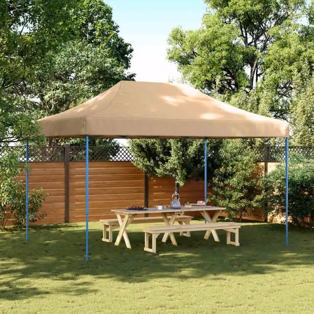 Tenda da Festa Pieghevole Pop-Up Gazebo Beige L: 440 cm, P: 292 cm, H: 315 cm