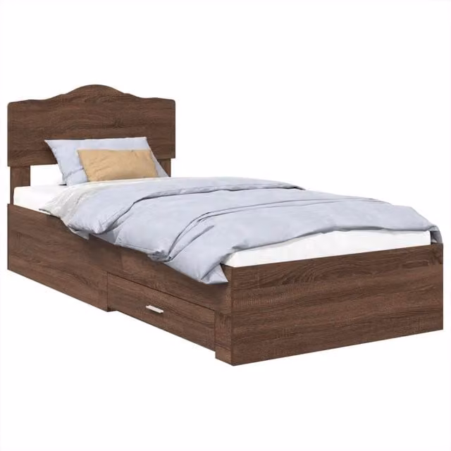 Letto singolo | Letto per adulti | Struttura del letto con testiera Rovere Marrone 70 x 190 cm