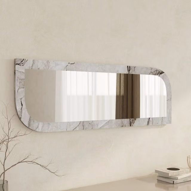 Grana, Specchio Forma Rettangolare, 120x40h cm Grigio Marmo