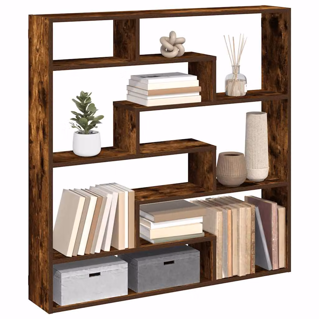 vidaXL Mensola a Cubo da Parete con 7 Scomparti in MDF Rovere Fumo Opaco