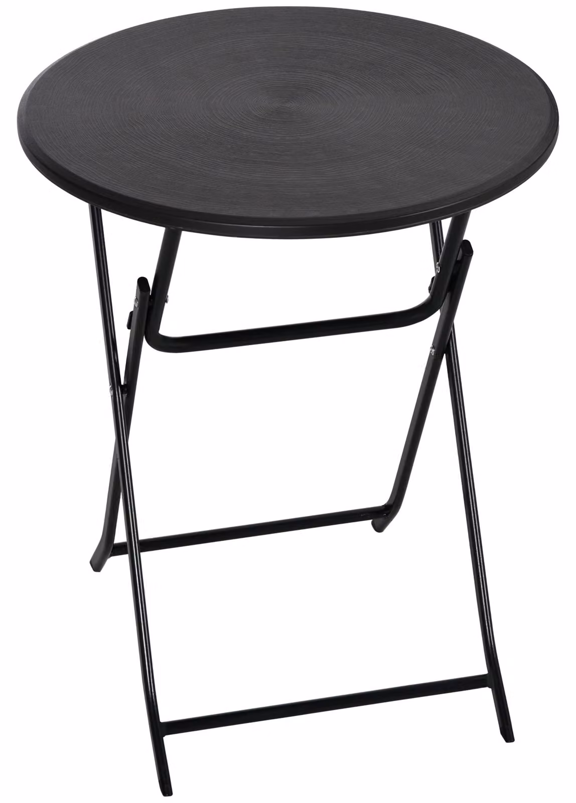Tavolo pieghevole Moonbite, rotondo, diametro 60 x 73 cm, tavolo da giardino per 4 persone, piano in HDPE effetto legno, struttura in acciaio, pieghevole, materiali: acciaio e HDPE, colore: grigio scuro