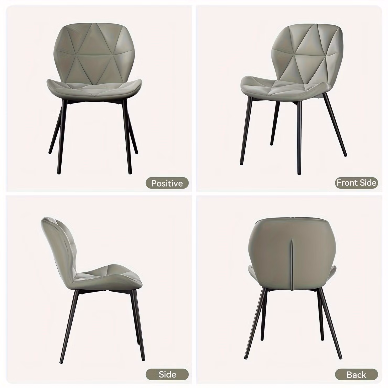 Sedie da pranzo – Set da 2, design mid-century, rivestimento in boucle, struttura in metallo, colore grigio asfalto