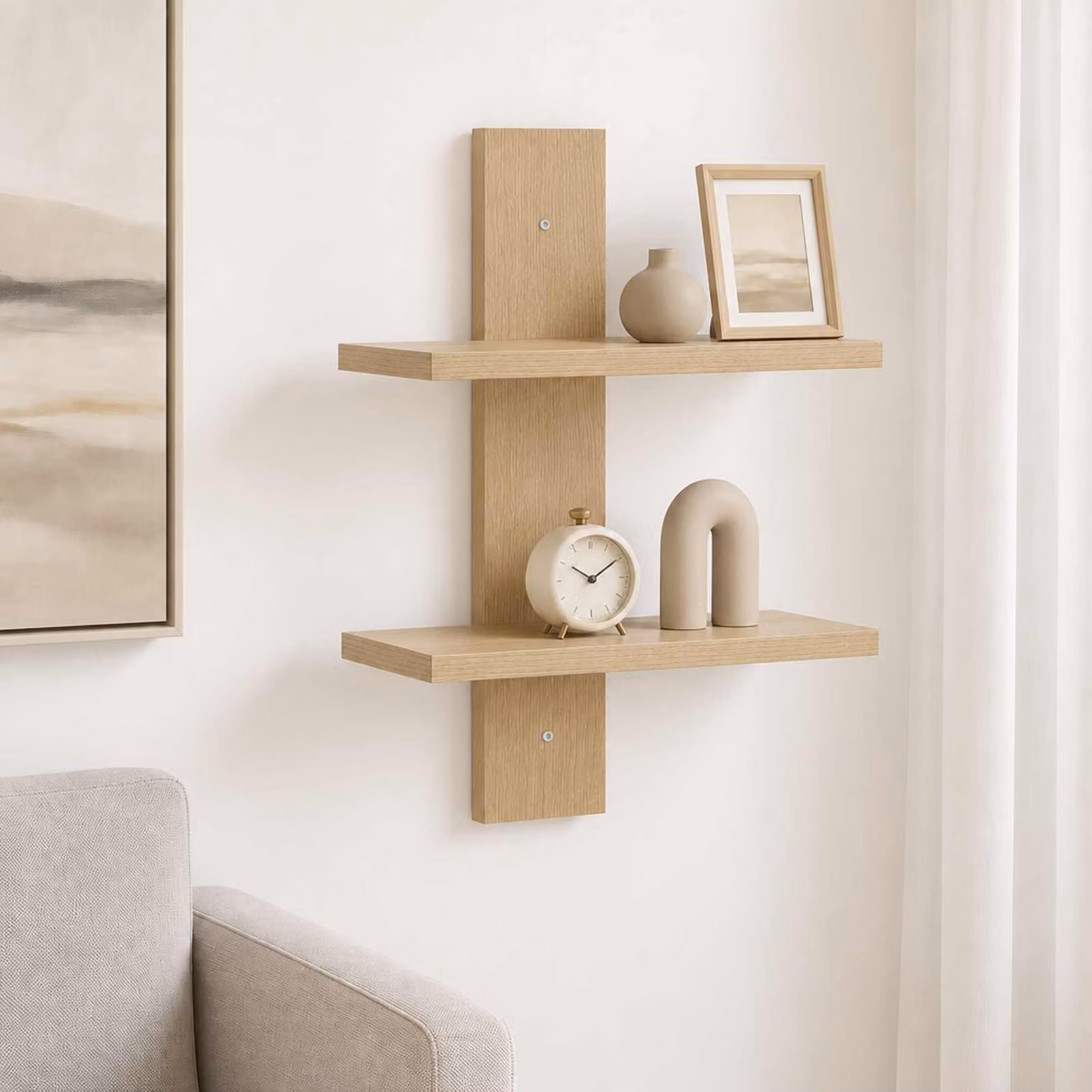 Scaffale da parete moderno vidaXL in legno color marrone, L: 30 cm, P: 13.5 cm, H: 43 cm