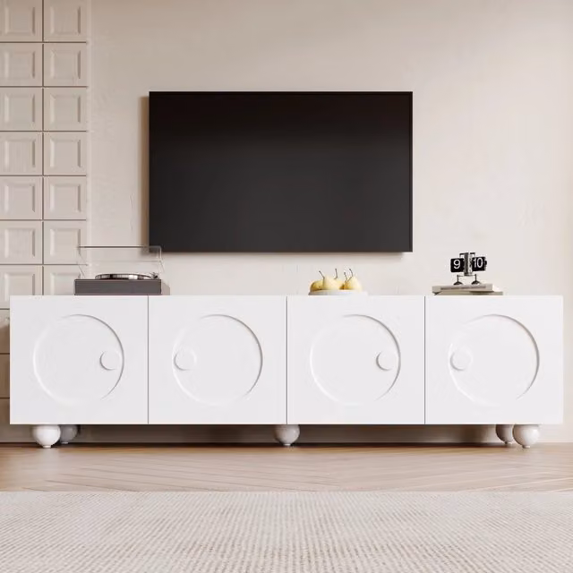 MOBILE TV 180,5x38x50 cm Bianco in MDF e pannello di legno