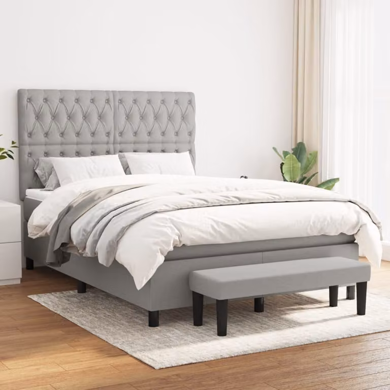 Maison Exclusive - Giroletto a Molle con Materasso Grigio Chiaro 140x190cm Tessuto