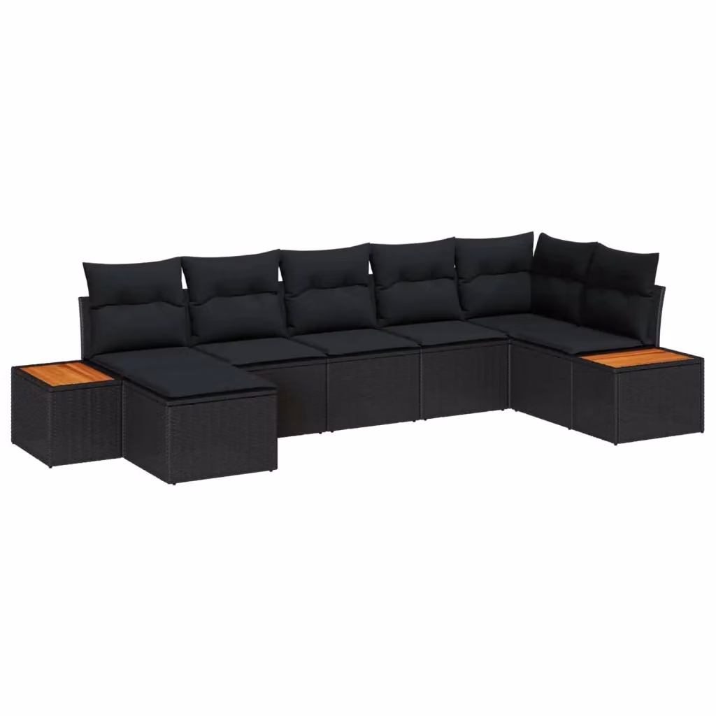 Set Divano da Giardino a L vidaXL 8 Pezzi con Cuscini Nero Polyrattan e Acciaio – 2
