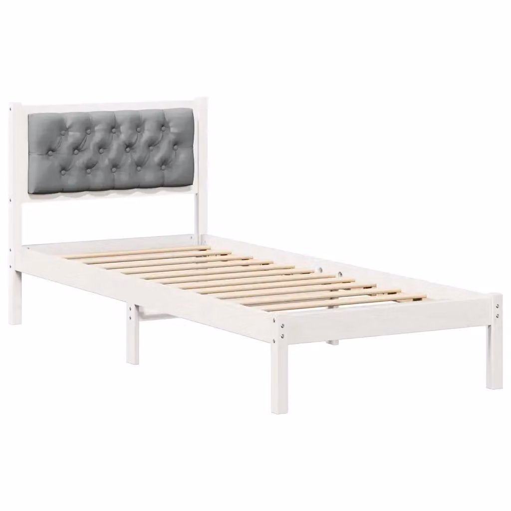 Struttura del letto vidaXL in pino massello laccato grigio e bianco, L/P/H: 200 x 80 x 85,5 cm – 2