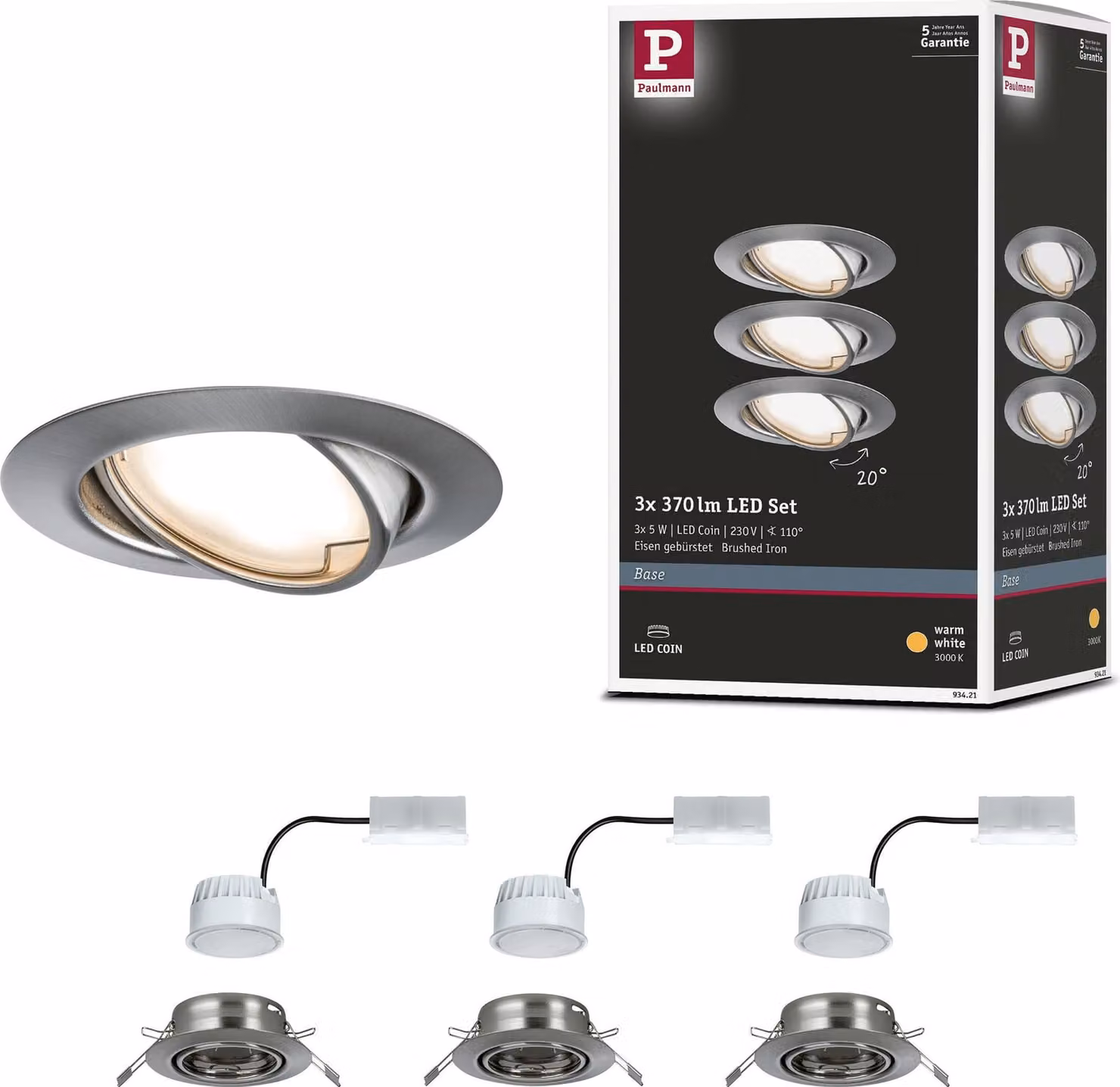 Paulmann Luce da incasso LED Set base orientabile