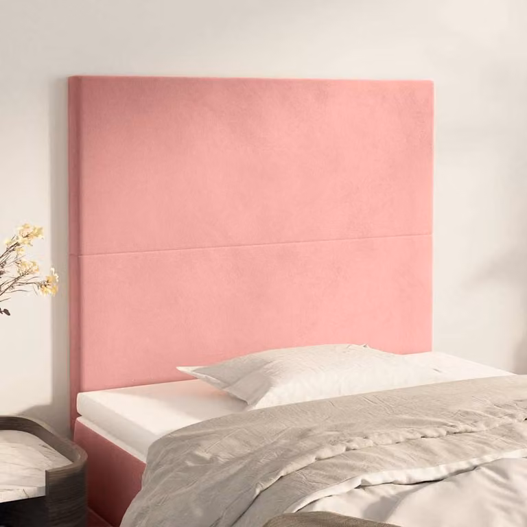 Testiera per letto vidaXL in velluto rosa con pannello imbottito, L: 90 cm, P: 5 cm, H: 118-128 cm