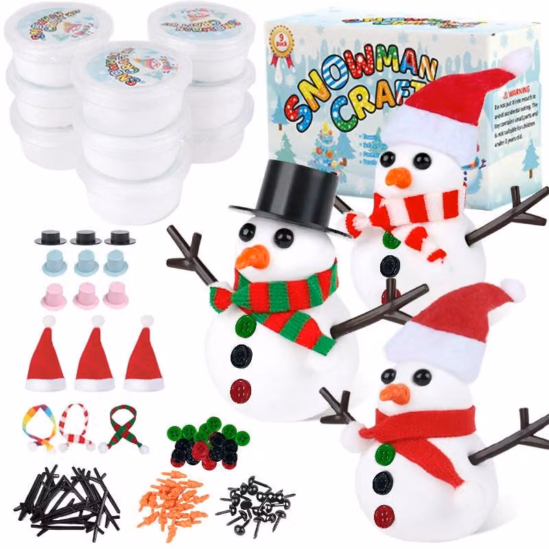 Calendario dell'Avvento a tema pupazzo di neve 2026 - 9 giorni fino a Natale - 96 pezzi - Pupazzo di neve da assemblare - Materiale plastico e accessori - C