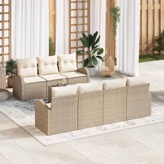 Set Divano da Giardino Beige 55 x 55 x 37 cm polyrattan 3345951