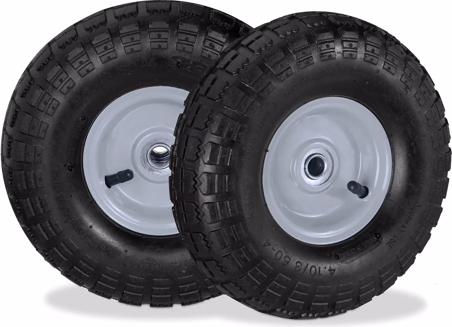 4 ruote per carrello a mano 4.1/3.5-4, ruote di ricambio con pneumatici, per asse da 16 mm, 136 kg, cerchio in acciaio, 260x85 mm, nero-grigio