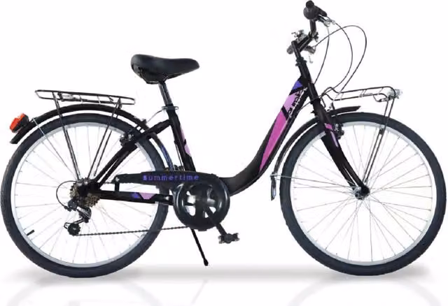 BICICLETTA VENERE DA 24" IN COLORE NERO E FUCSIA PER BAMBINA