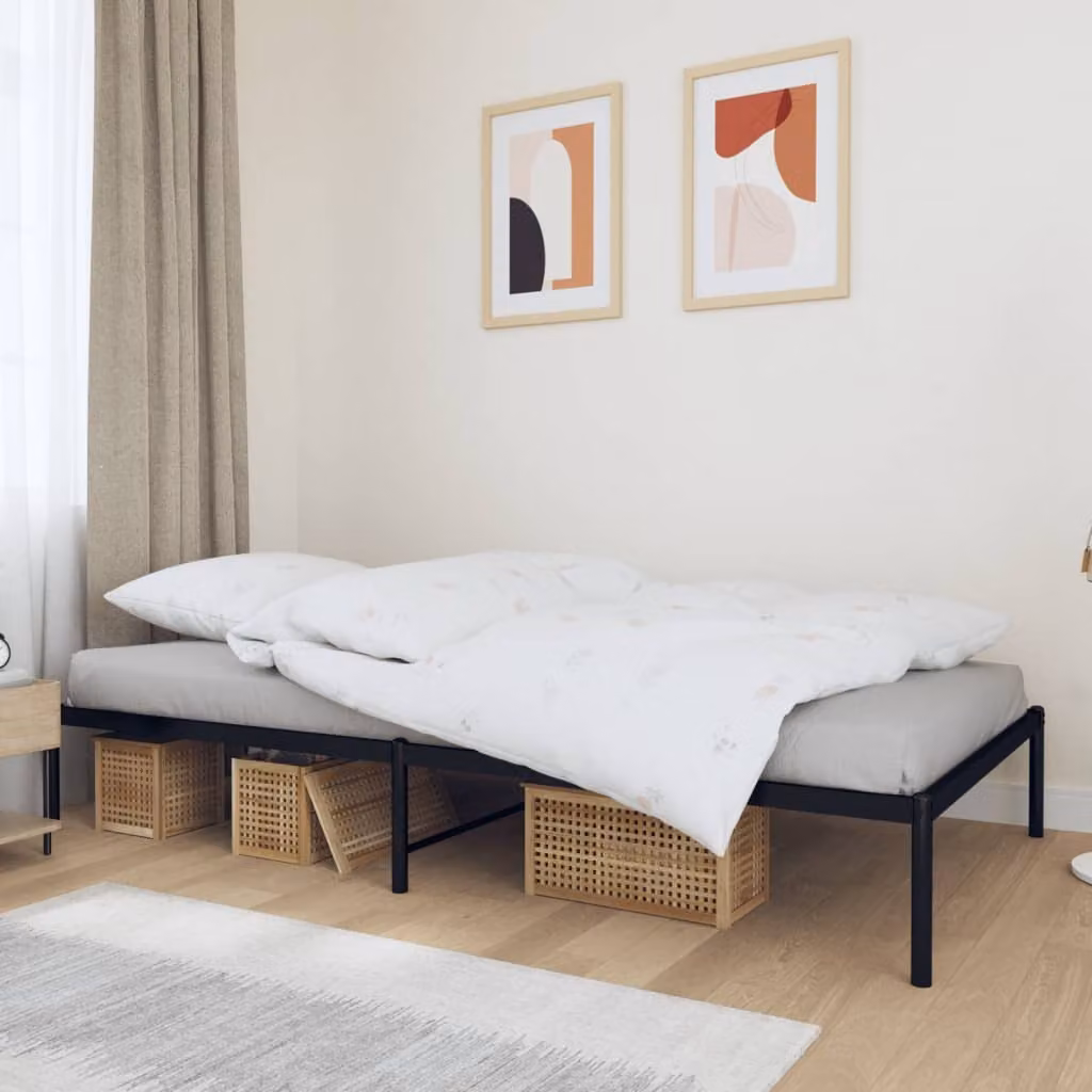 The Living Store Struttura letto in metallo nero 107x203 cm