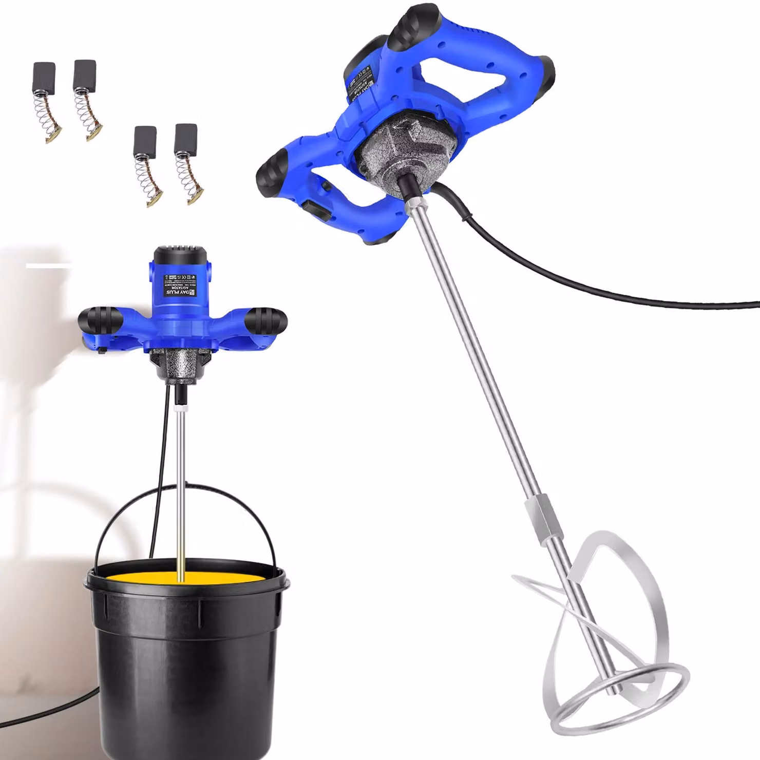 Miscelatore elettrico portatile per calcestruzzo – Miscelatore per cemento e malta – 2600 W – Dispositivo manuale – Albero elicoidale M14 – Adatto per vernici, malte per fughe e intonaci