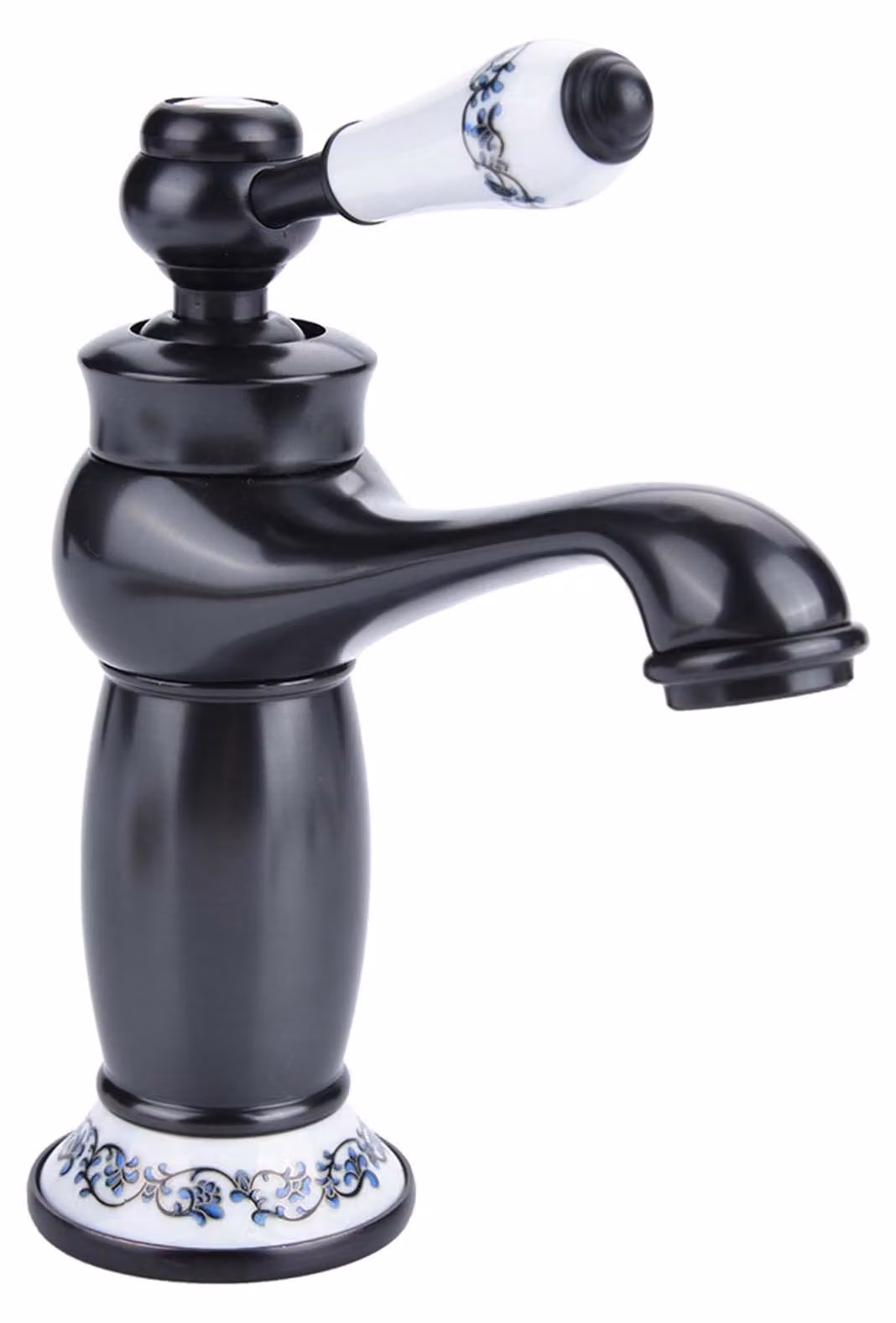 Rubinetto per lavabo con una leva e motivo floreale