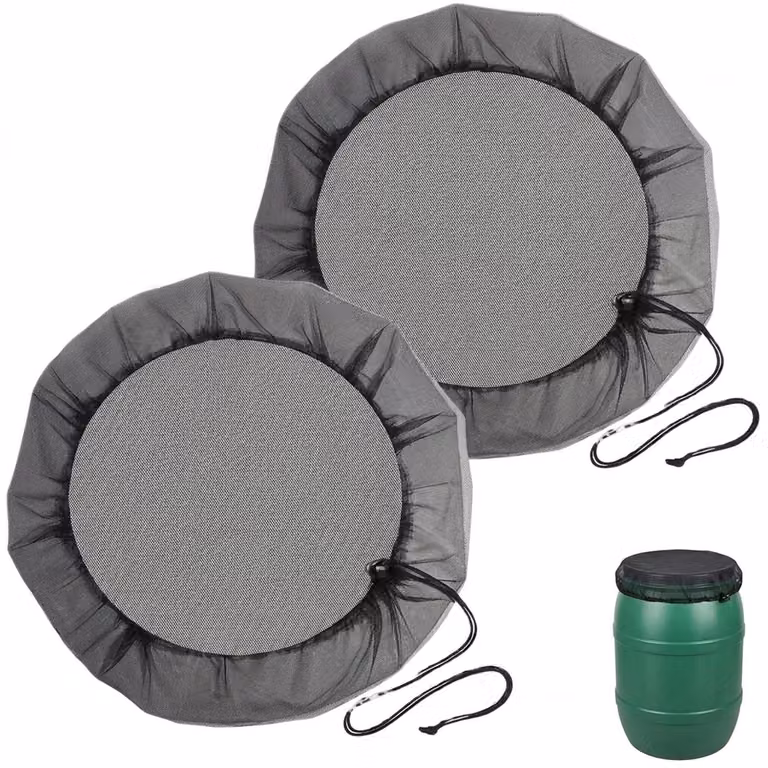 Confezione da 2: Rete per serbatoi di raccolta dell'acqua piovana, 100 cm, colore nero, protezione anti-zanzare, copertura elastica, lavabile
