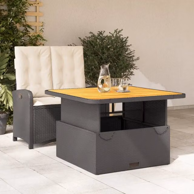 Set da Pranzo da Giardino 2 pz con Cuscini Nero in Polyrattan 3277319