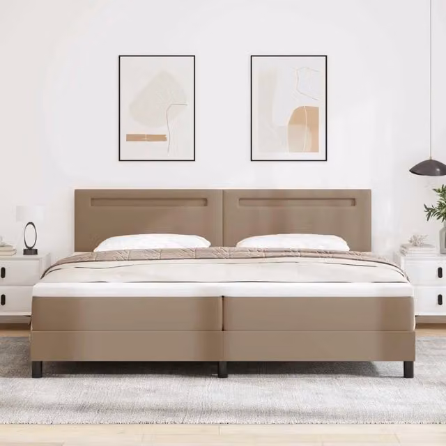 Letto a molle Cappuccino 200 x 200 cm Pelle sintetica 3339067