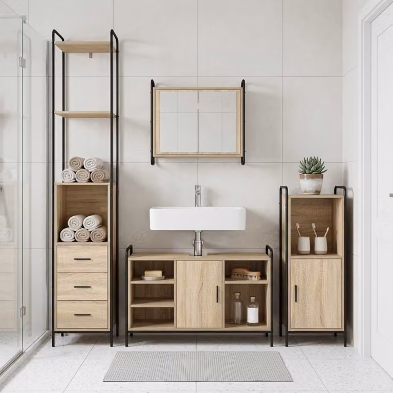 vidaXL Set di Armadi da Bagno 3 pz Rovere Sonoma 40 x 36 x 181 cm