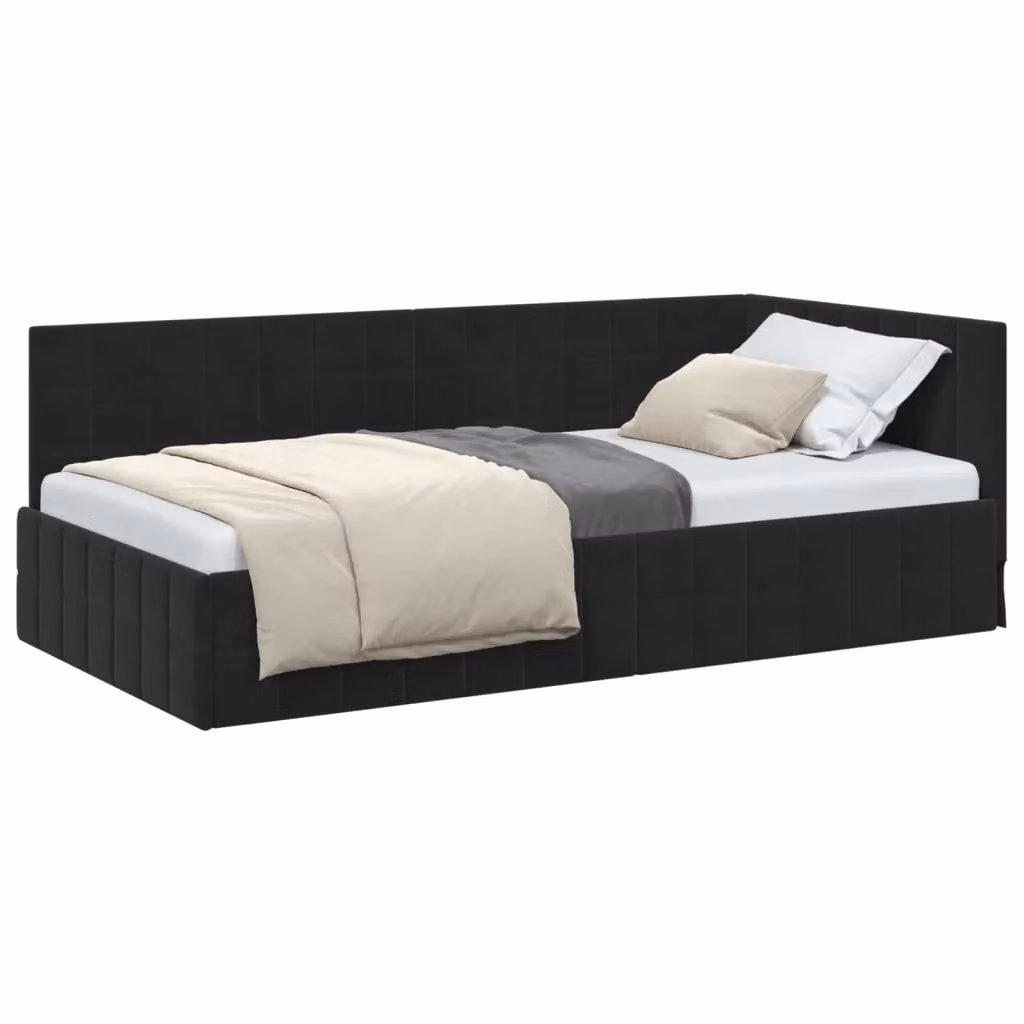 Cornice del letto ad angolo vidaXL in velluto nero L/P/H: 200 x 100 x 72 cm – 2
