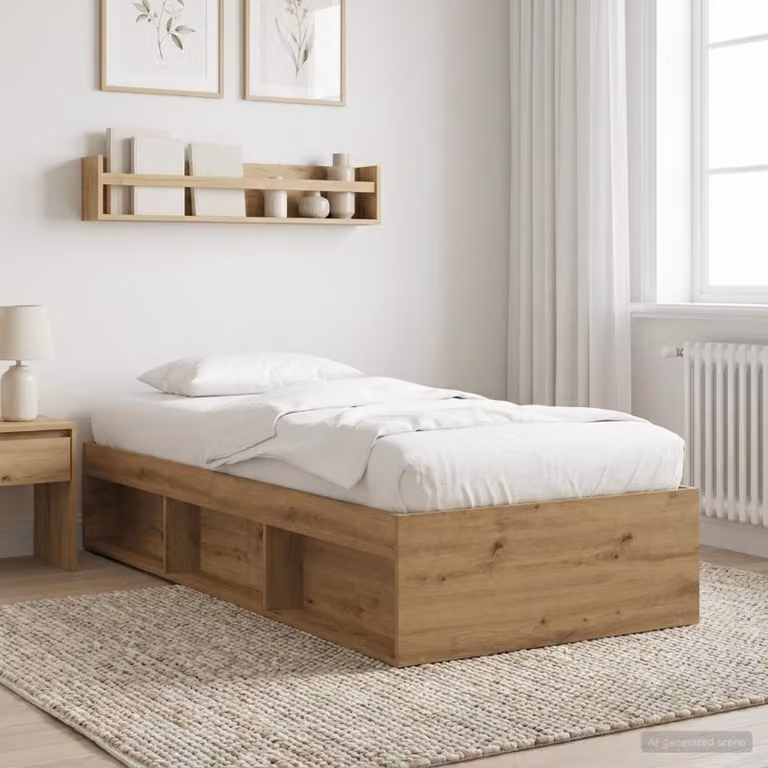 vidaXL Telaio del letto con contenitore moderno in legno color marrone L 200 cm x P 80 cm x H 35 cm