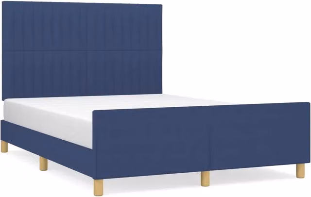 Letto matrimoniale | Letto per adulti | Giroletto senza Materasso Blu 140x200 cm in Tessuto