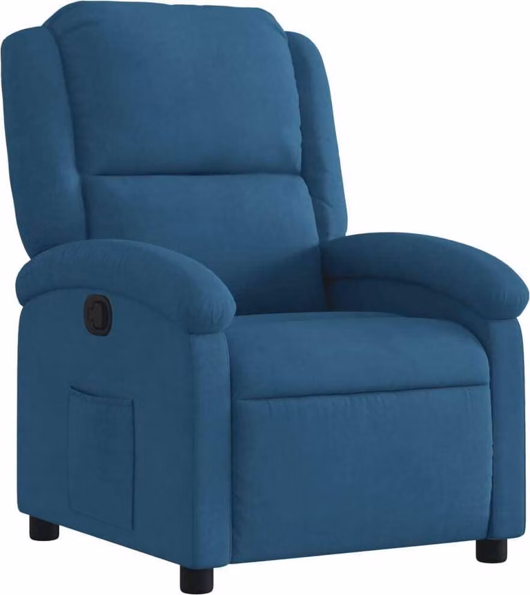Poltrona Reclinabile Blu in Velluto