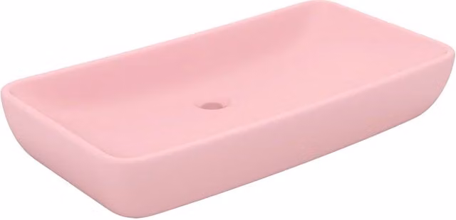 Lavabo da appoggio rettangolare di lusso lavabo da bagno lavabo per sala trucco 71 x 38 cm ceramica rosa opaca 02_0002697