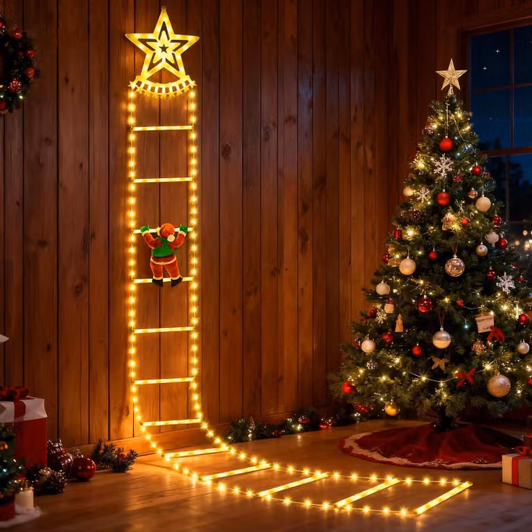 Catena luminosa a LED a forma di Babbo Natale, 3 metri, luce bianco caldo, alimentazione USB, 12 livelli di luminosità