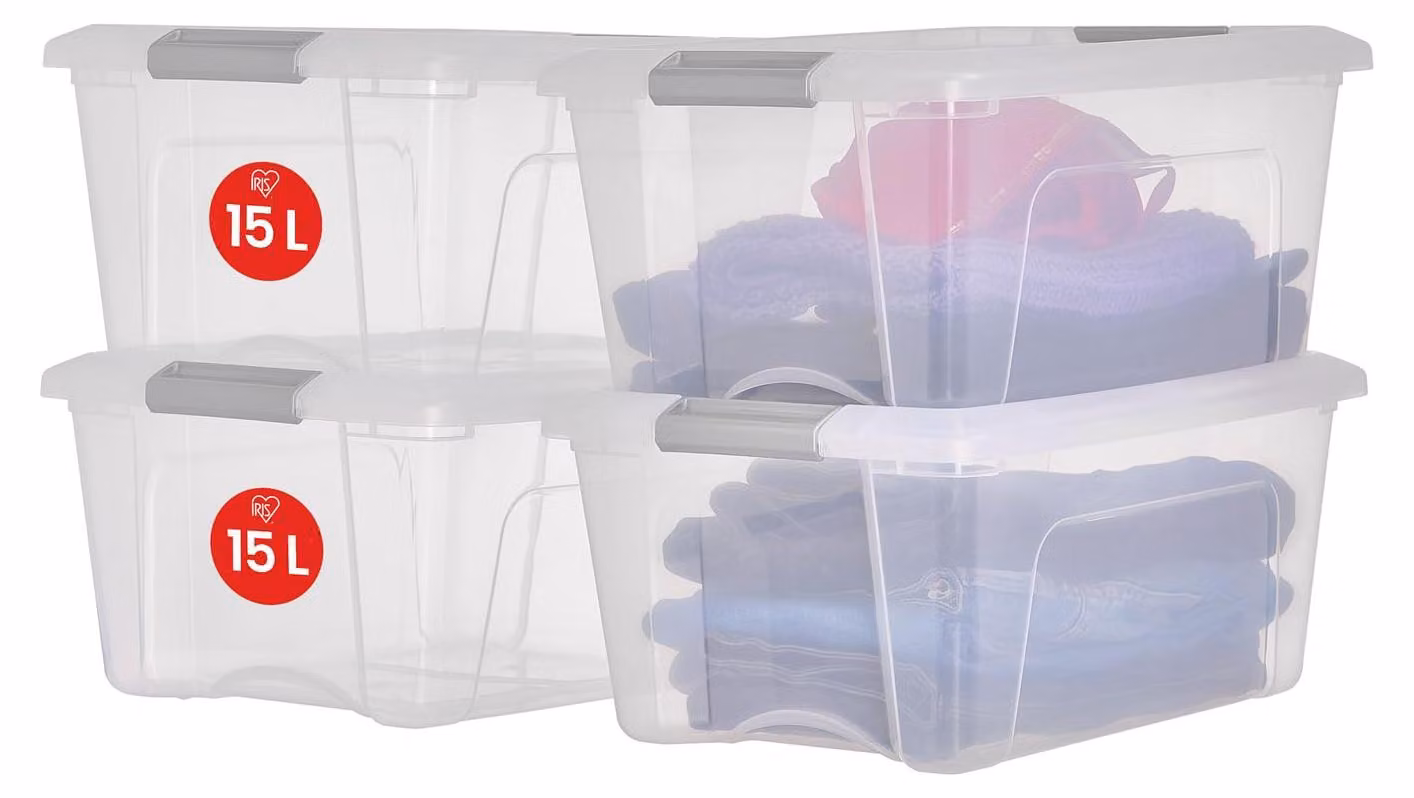 Iris Ohyama, contenitori di stoccaggio con coperchio, contenitori in plastica, scatole di plastica, contenitore con