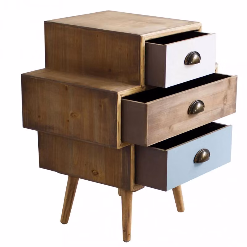 Cosma Mobiletto Victoria con 3 Cassetti in Stile Shabby Chic, Multicolore Marrone, L: 50 cm, P: 35 cm, H: 49.5 cm – 3