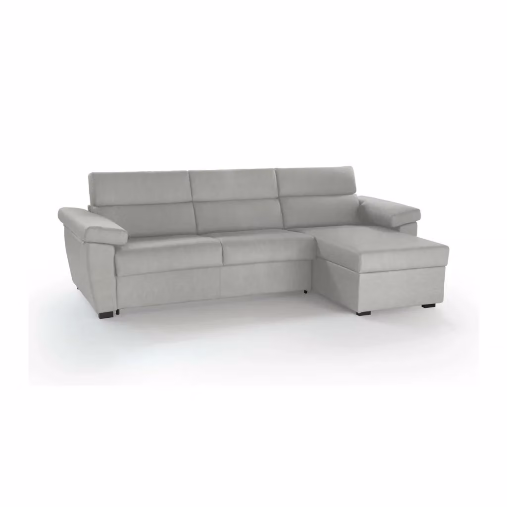 Divano Letto con Penisola Sfoderabile DMORA Made in Italy, Grigio Chiaro, L/P/H: 285 x 160 cm – 2
