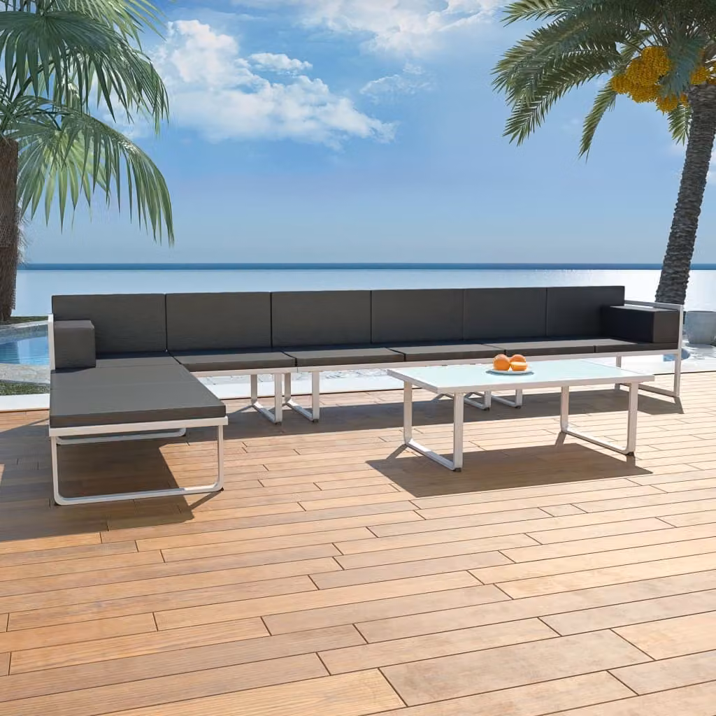 The Living Store Set da giardino 5 pezzi Textilene Alluminio Nero