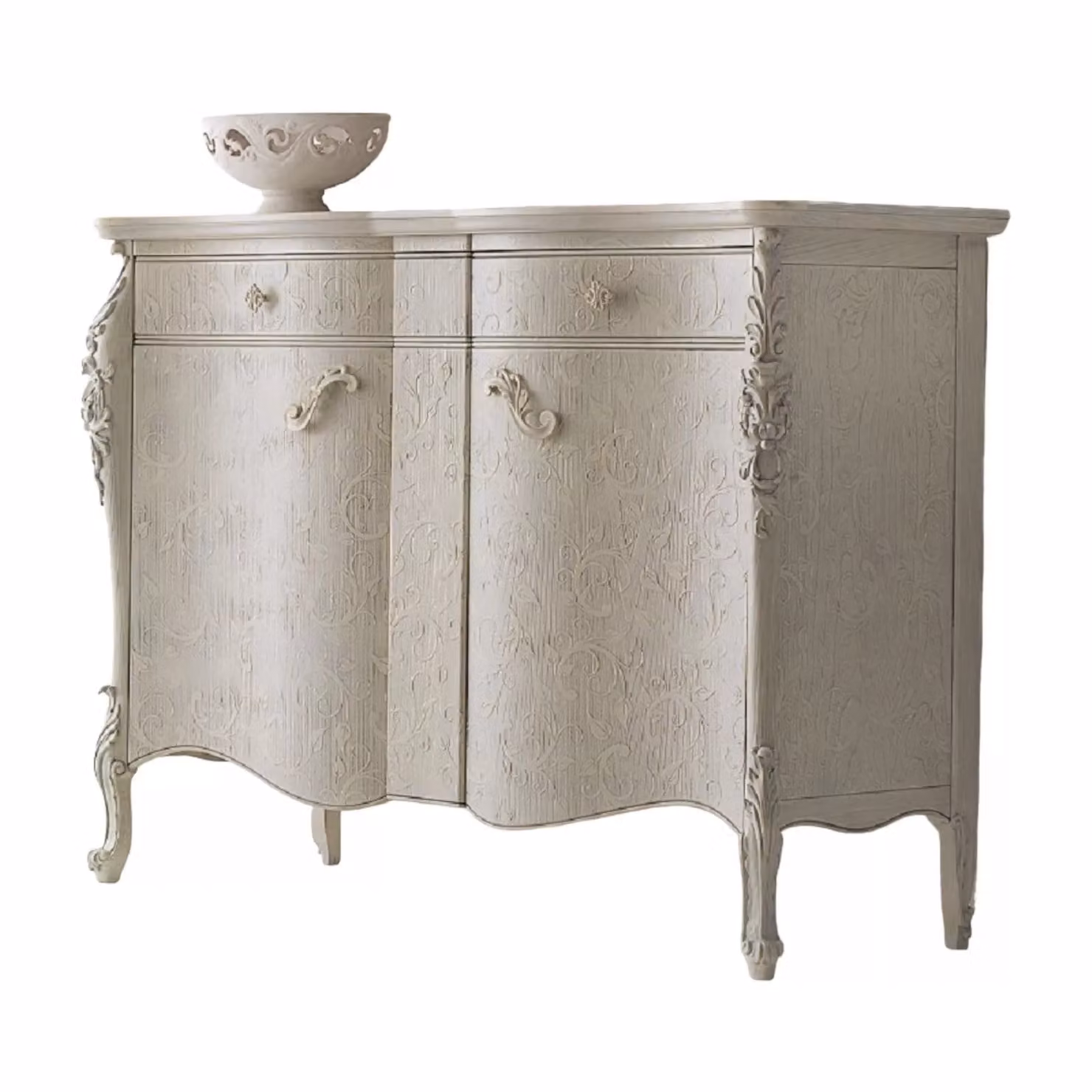 Madia credenza sagomata con 2 ante in legno bianco Mobili 2G L/P/H: 137 x 57 x 110 cm – 1