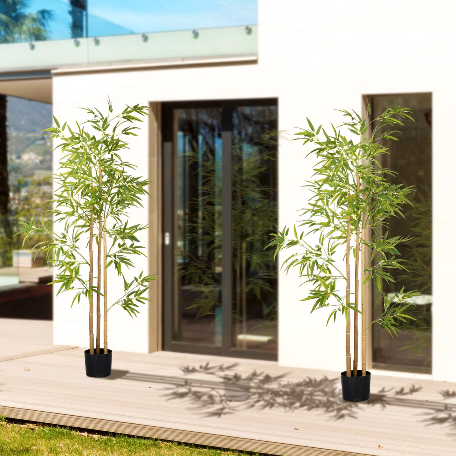 Pianta artificiale Bambù HOMCOM verde con vaso, altezza: 180 cm – 2