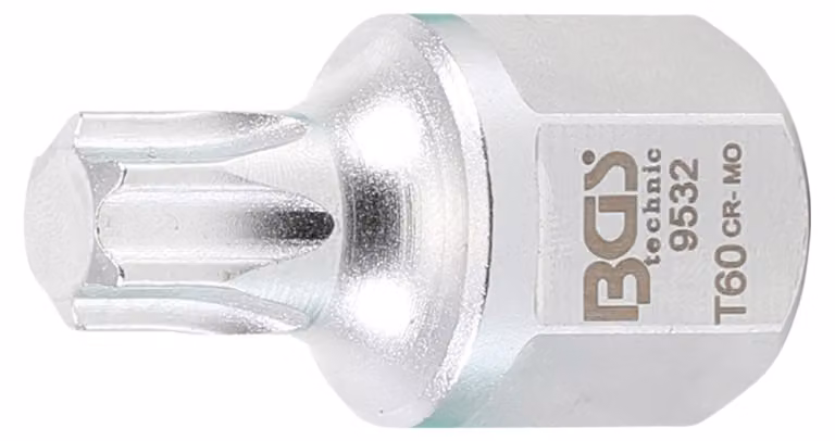 BGS bit a nastro con scanalatura a V, attacco quadro 12,5 mm (1/2"), esagono incassato SW 22 mm con profilo a T (per Torx) T60 - 9532