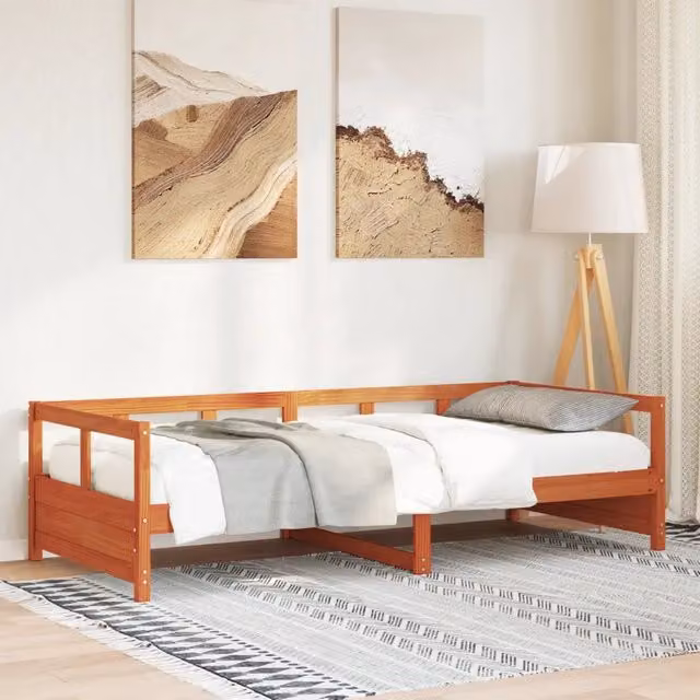 Struttura Letto Divano Dormeuse Design Mania in Legno di Pino Marrone Cera L 90 x P 200 cm