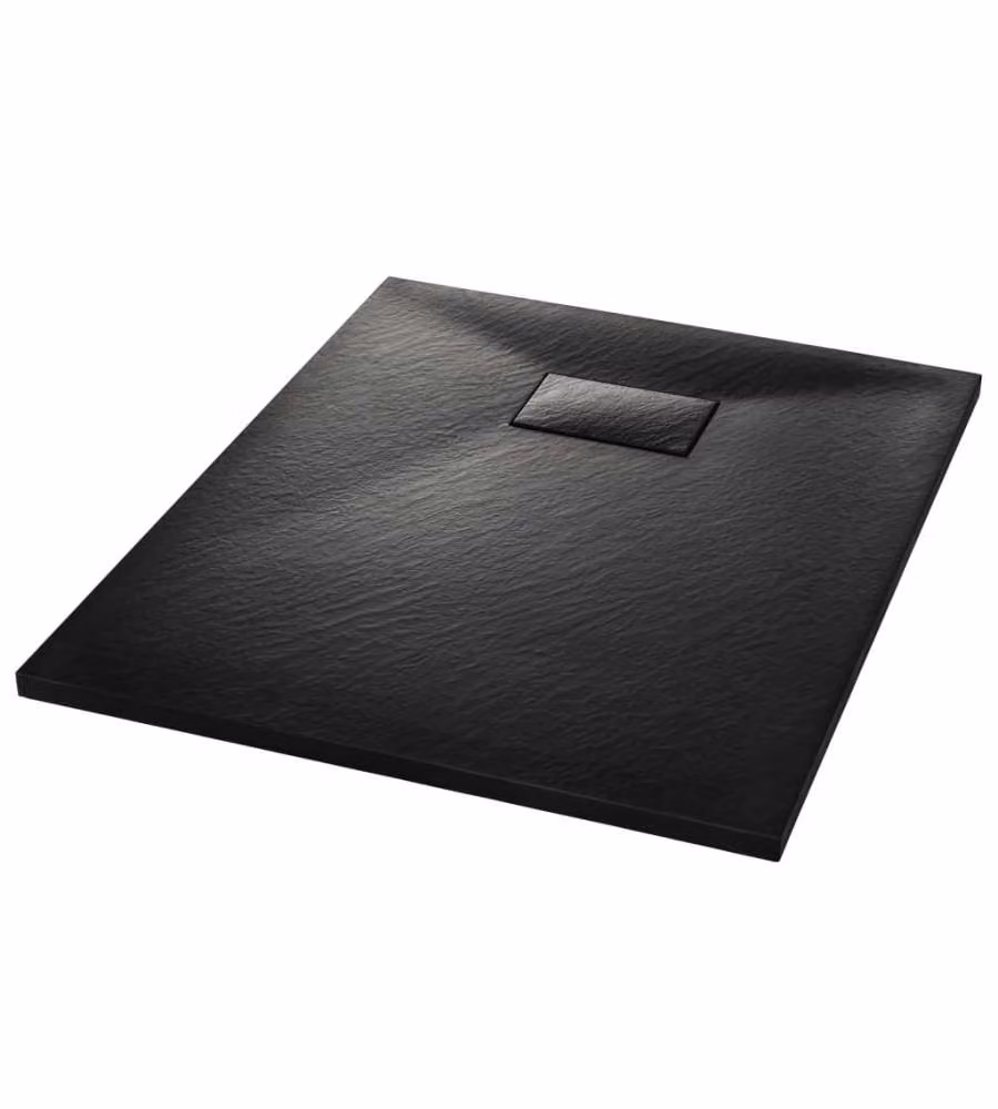 Piatto doccia rettangolare vidaXL in mineral cast nero antiscivolo L: 90 cm x P: 70 cm – 2