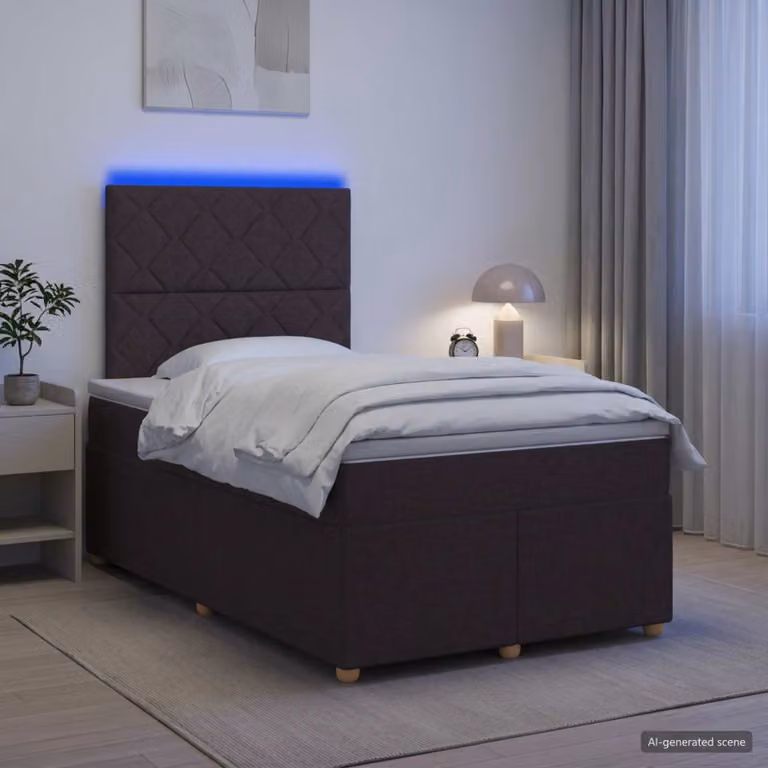 vidaXL Letto box spring moderno con materasso a molle insacchettate e base contenitore, con illuminazione sottostante e porta USB, L/P: 120 x 200 cm
