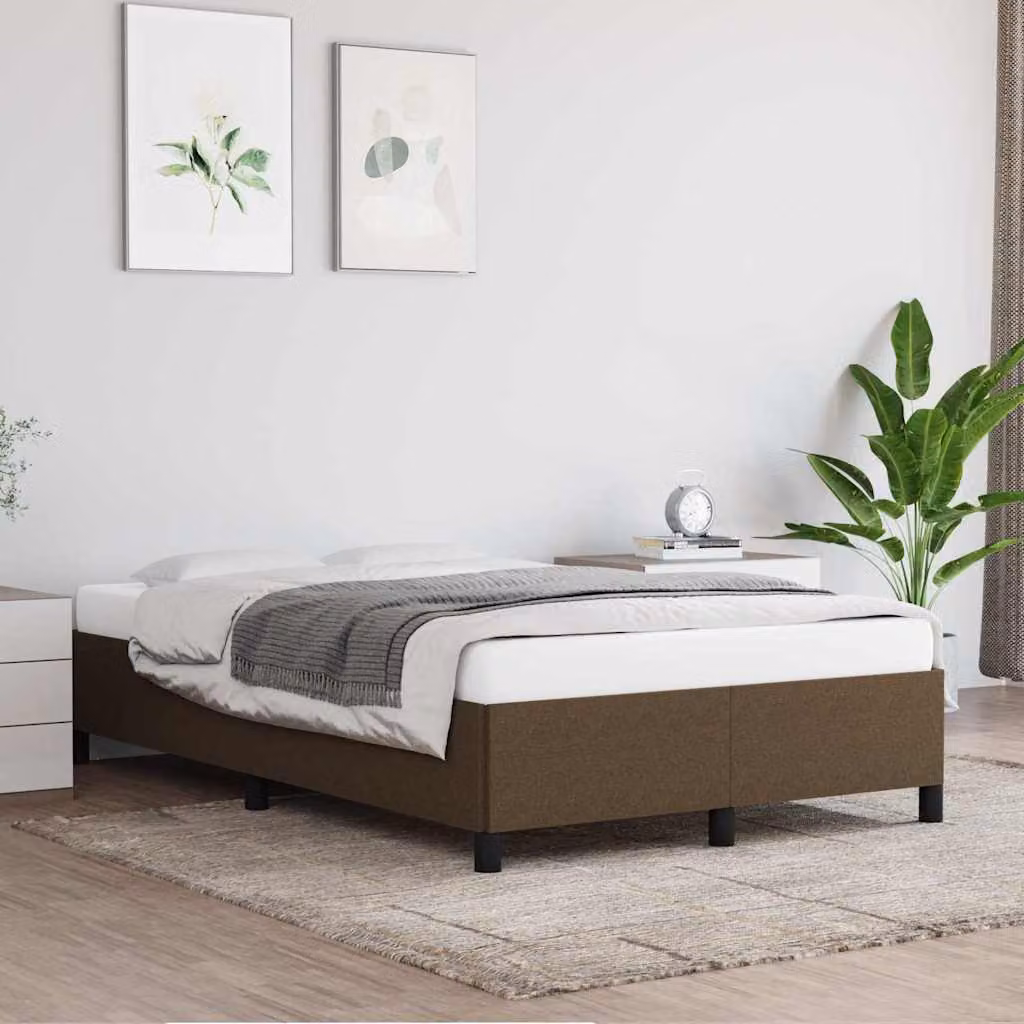 vidaXL Giroletto imbottito in tessuto marrone scuro con doghe in legno L/P: 120 x 200 cm