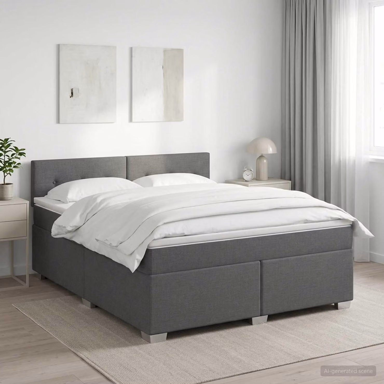 Maison Exclusive - Letto boxspring con materasso grigio scuro 140 x 200 cm Tessuto