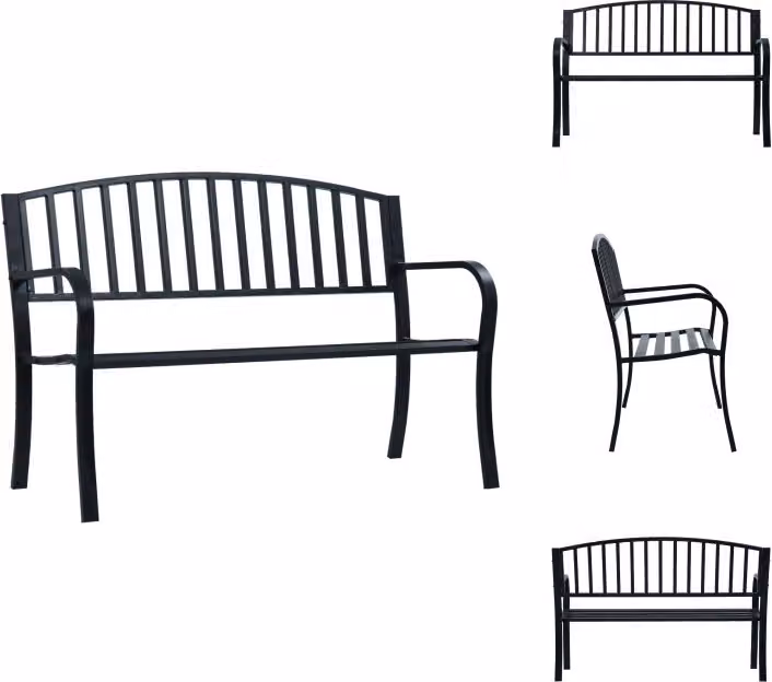 vidaXL Panchina da giardino 125 cm in acciaio nero - Panchine da giardino