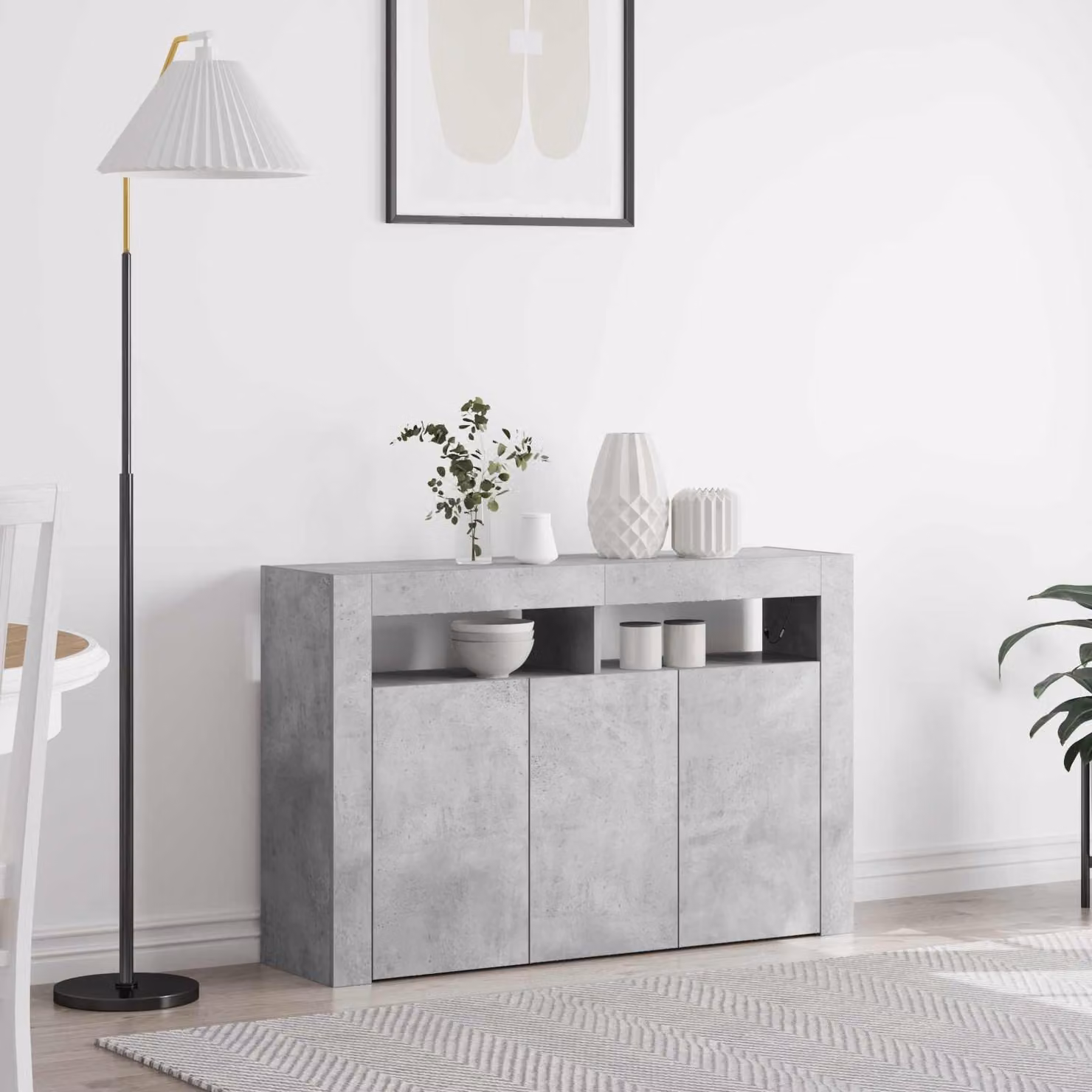 Credenza moderna vidaXL in legno ingegnerizzato MDF, colore grigio, L 116 x P 30 x H 75 cm