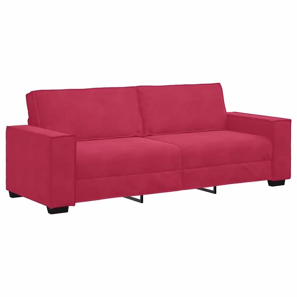 Divano a 3 posti moderno vidaXL in velluto rosso L: 220 cm, P: 78 cm, H: 84 cm – 2