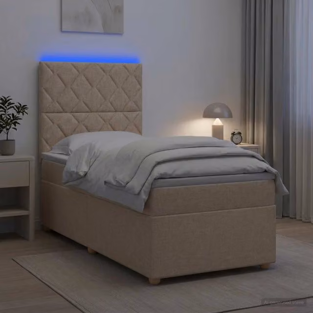 Letto box spring ibrido vidaXL con materasso beige e base contenitore, L/P: 200 x 100 cm – 1