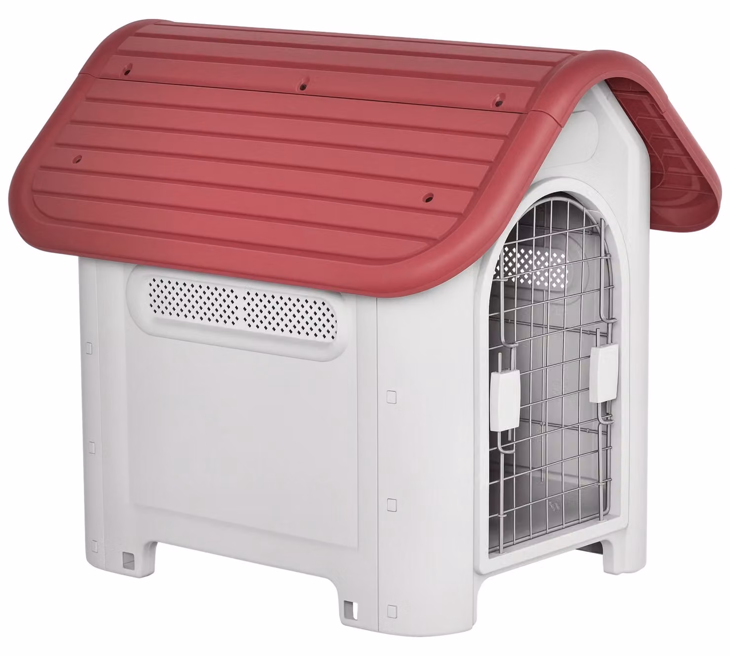 Cuccia per cani – Adatta per l'esterno – Con sportello sul tetto – Realizzata in metallo e plastica – Ideale per cani di piccola taglia